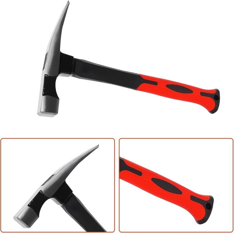 DESHIL Bricklayer's Hammer Mason's Hammer - 16 oz Masonry Tool with Forged Steel Construction & Shock-Absorbing Grip - Image 3